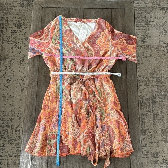 UMGEE METALLIC V NECK BELTED DRESS in Rust - Picture 10 of 12